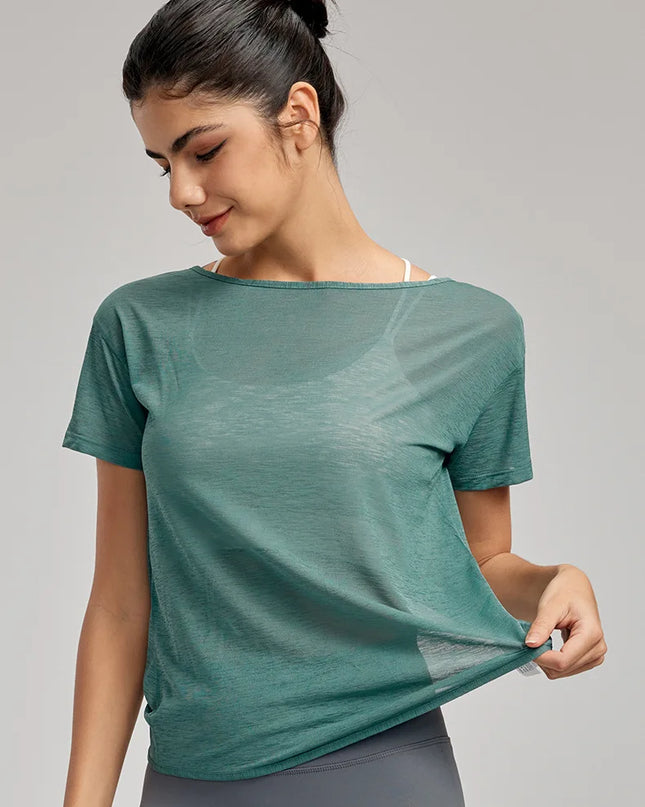 Women's Lightweight Loose-Fit Breathable Sheer Mesh Top