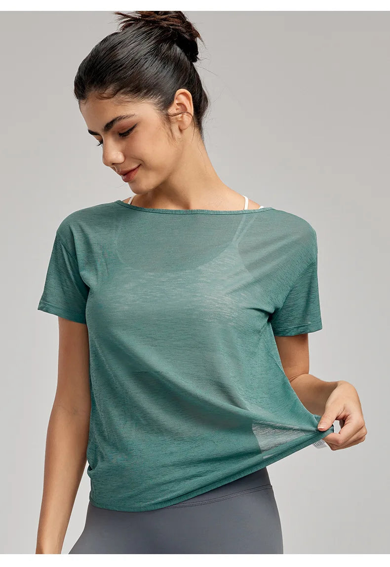 Women's Lightweight Loose-Fit Breathable Sheer Mesh Top
