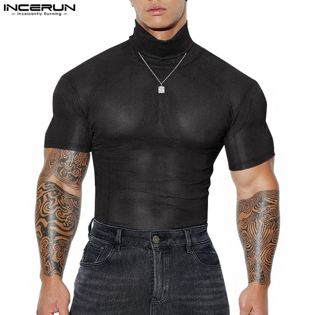 NCERUN Men's Turtleneck Slim Fit T-Shirt