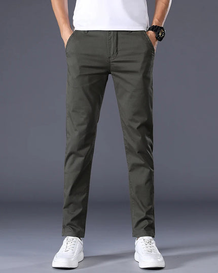 Men's Casual Long Elastic Straight Pants - Various Colors
