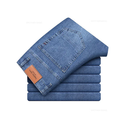 Slim Fit Men's Elastic Denim Jeans - Various Colors