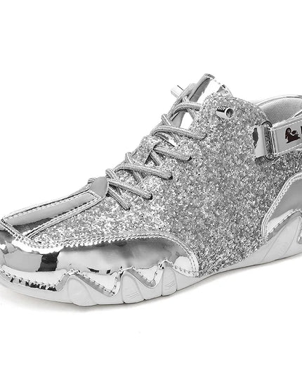 Men's Glossy High-Top Sneakers – Stylish & Durable Men's Shoes