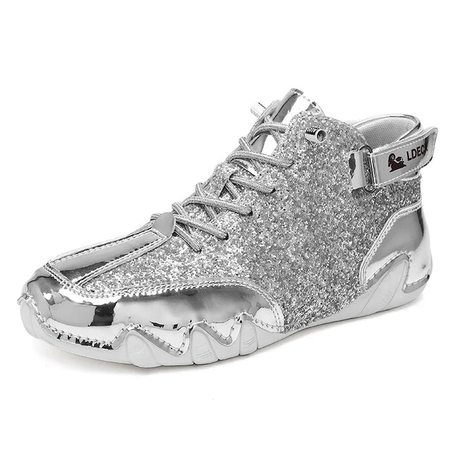 Men's Glossy High-Top Sneakers – Stylish & Durable Men's Shoes