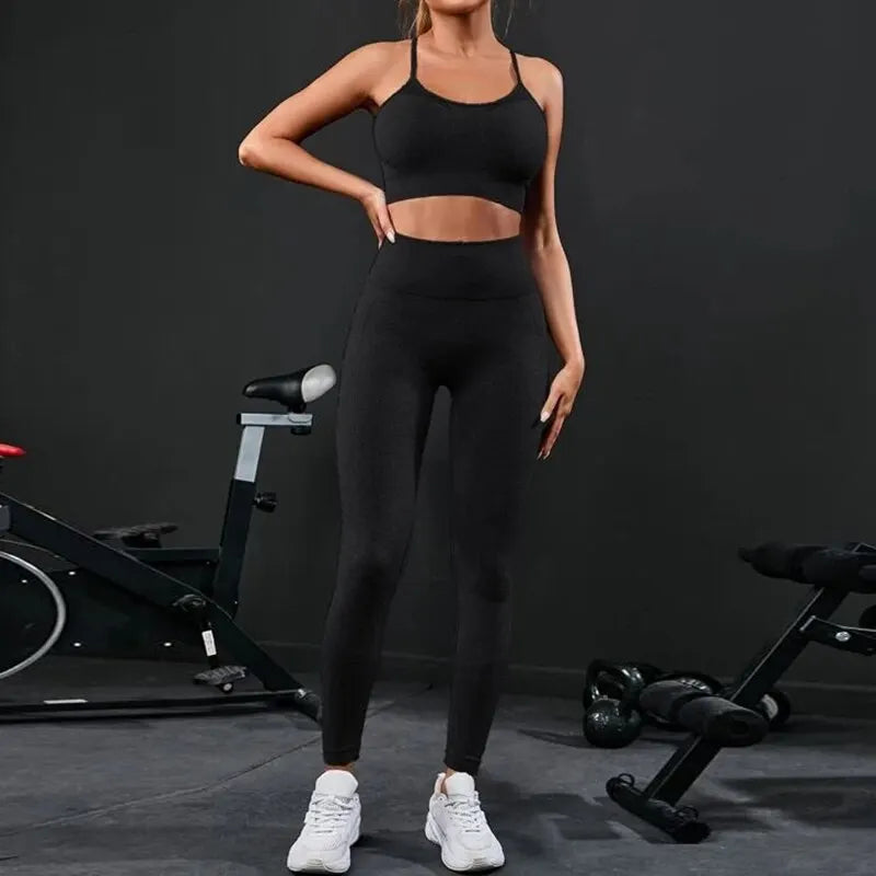 Women's Seamless Bra and Leggings Set – 2-Piece Fitness & Lounge Activewear for Women