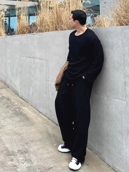 Men's Loose-Fit Breathable Knitted Long Sweater
