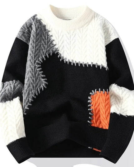 Men's Loose Fit Faux Mink Round Neck Sweater