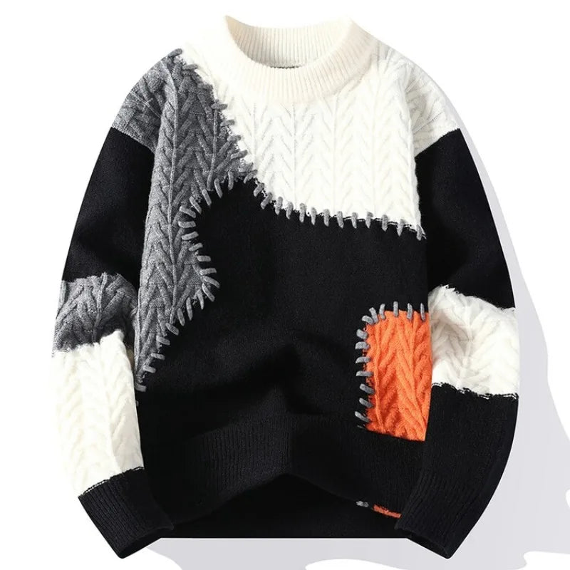 Men's Loose Fit Faux Mink Round Neck Sweater