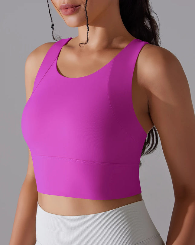 Nylon Women's Sports Bra - Stretchy Elastic Fitness Top - Various Colors