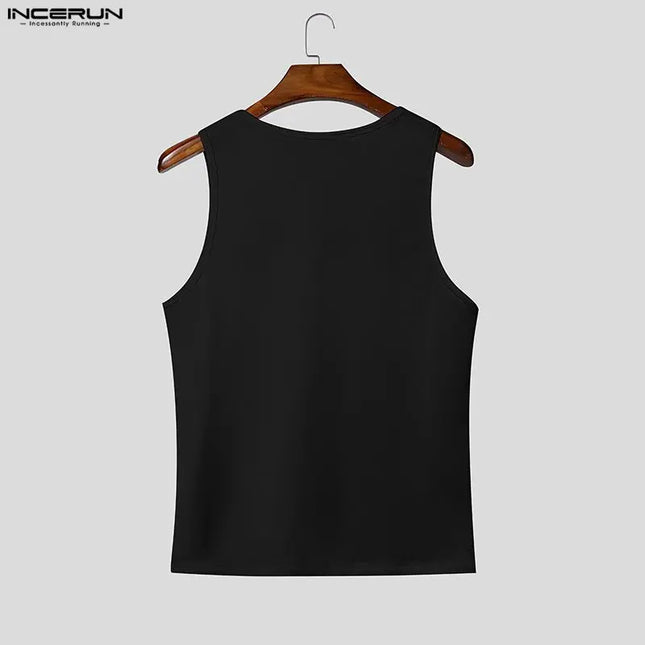 INCERUN Men's Mesh See-Through Tank Tops