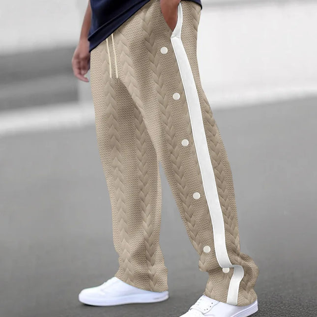 Men's Loose Fit Drawstring Joggers with Side Buttons