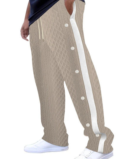 Men's Loose Fit Drawstring Joggers with Side Buttons