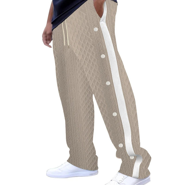 Men's Loose Fit Drawstring Joggers with Side Buttons