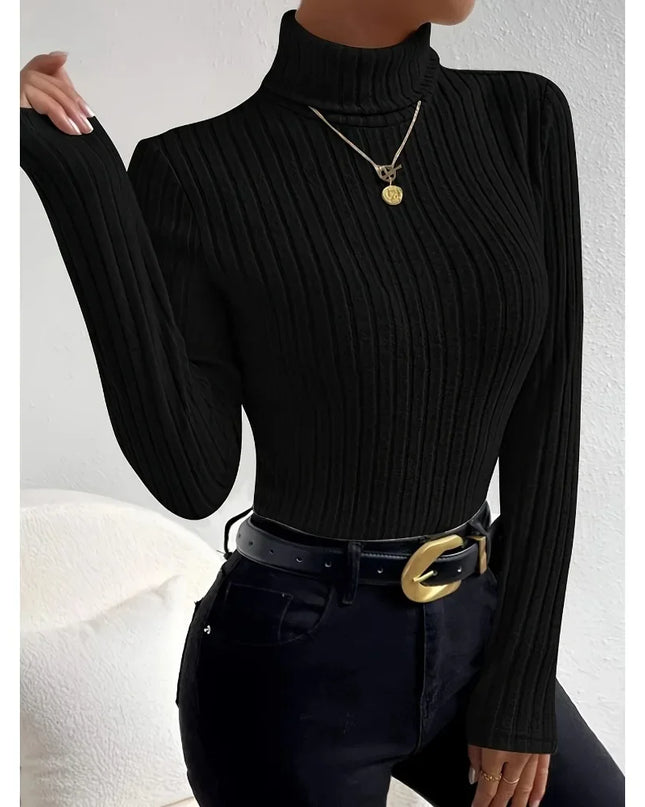 Women's Fitted Ribbed Knit Turtleneck Sweater