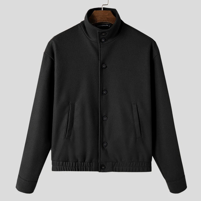 INCERUN Men's Stand Collar Long Sleeve Button-Up Jacket