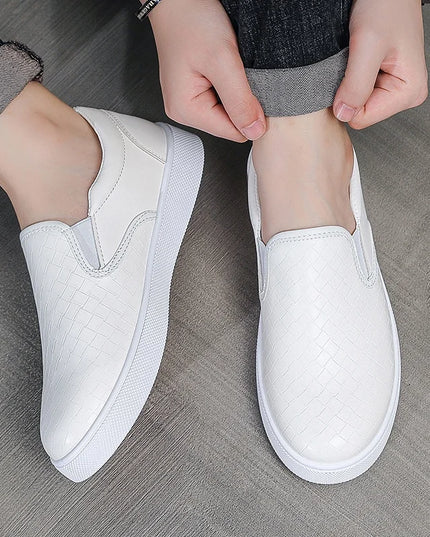 Classic Men’s Faux Leather Slip-On Loafers – Casual Flat Shoes