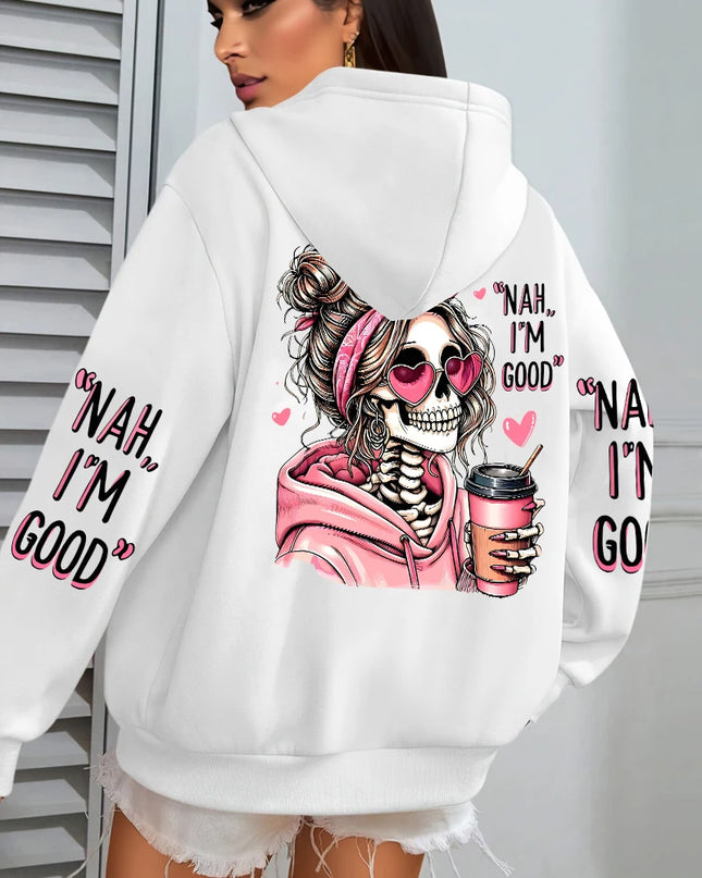 Women's "Expensive Talks Back" Printed Hoodie Sweater - Loose Fit