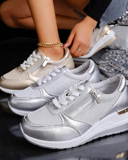 Women's Casual Mesh Breathable Lace-Up Sneakers