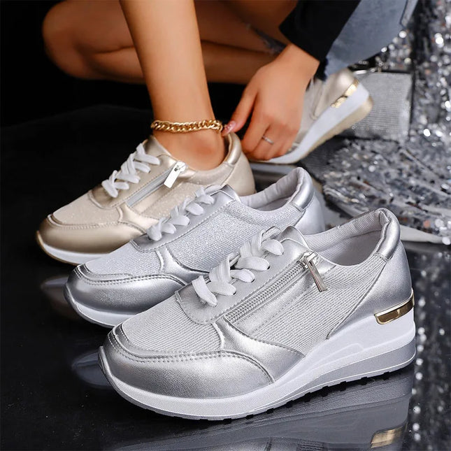 Women's Casual Mesh Breathable Lace-Up Sneakers