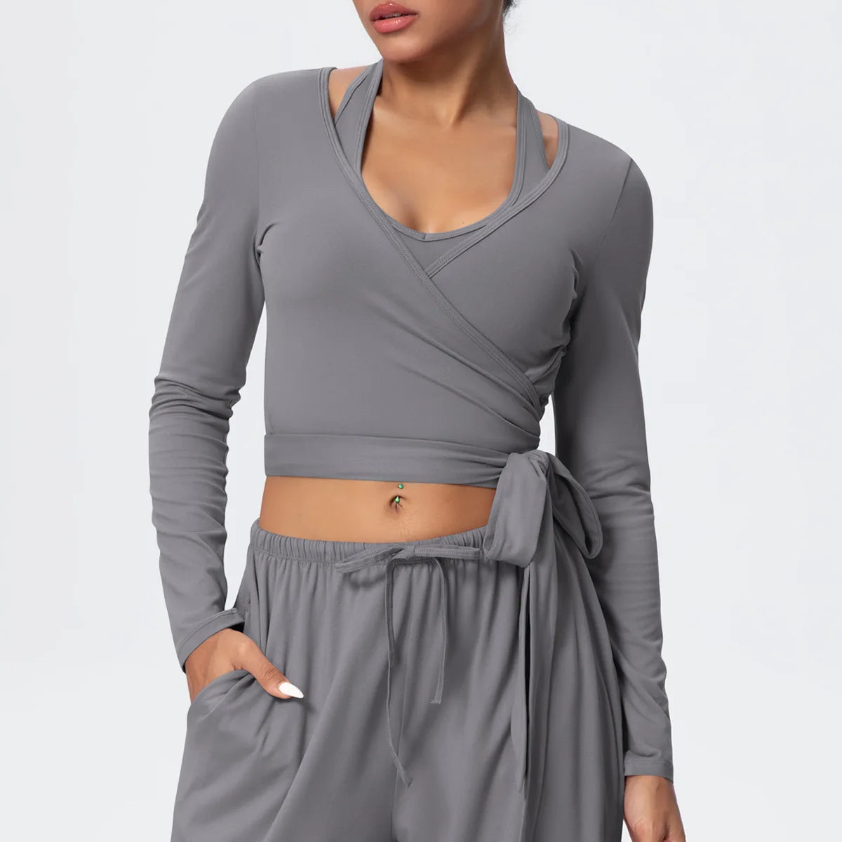 Women Drawstring Yoga Pants Wide Leg Loose Casual  Straight