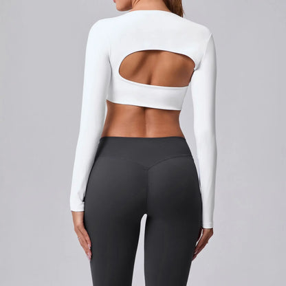 Women's Cut-Out Sport Top, Cropped, Asymmetric Square Neck