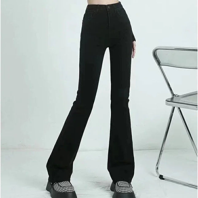 Women’s High-Waist Flare Jeans with Elastic Boot Cut – Vintage Style