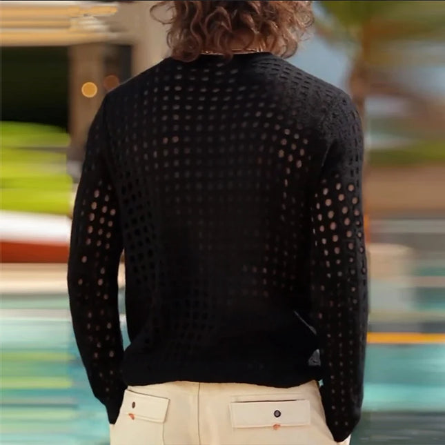 Hollow-Out Mesh Transparent Sweater for Men