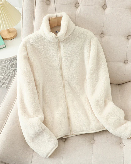 Women's Thick Fleece Zip Jacket with Stand Collar