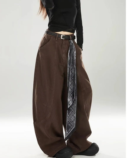 vintage Baggy Women's  Pants Wide Leg  Cotton Long Trousers