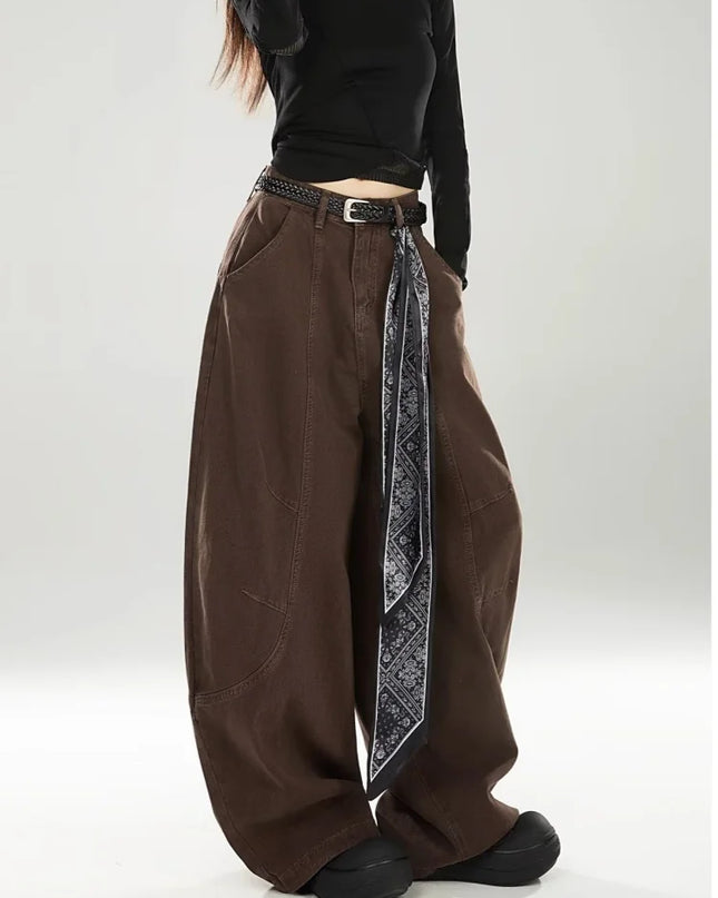 vintage Baggy Women's  Pants Wide Leg  Cotton Long Trousers