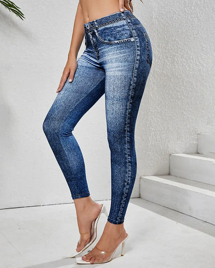 Women's Vintage High-Waist Skinny Denim Pants