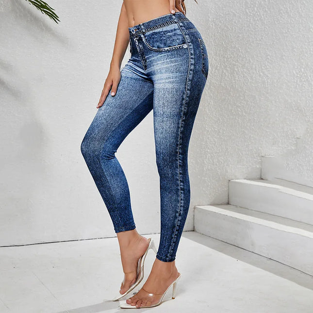 Women's Vintage High-Waist Skinny Denim Pants