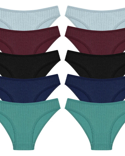 FINETOO 10-Pack Women's Cotton Breathable Underwear – Comfortable & Soft Cotton Panties for Women