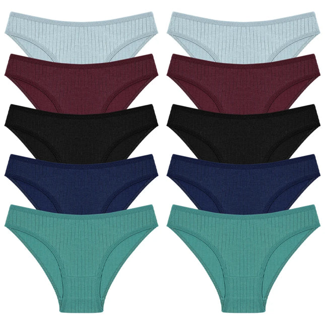 FINETOO 10-Pack Women's Cotton Breathable Underwear – Comfortable & Soft Cotton Panties for Women
