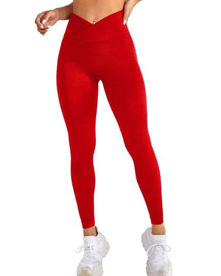 High-Waisted Slim Fit Yoga Pants for Women with Thread Detail - Various Colors