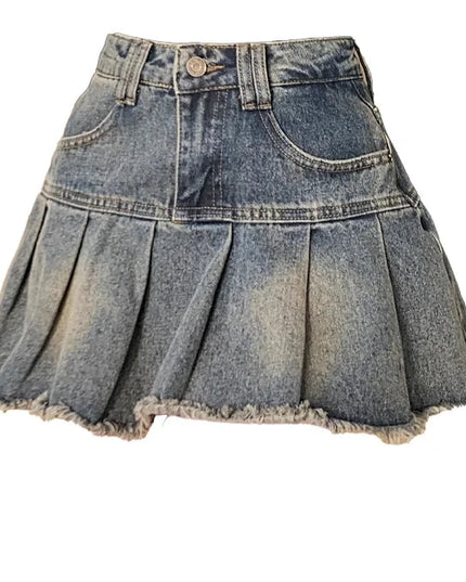 High-Waisted Women's Spliced Denim Mini Skirt