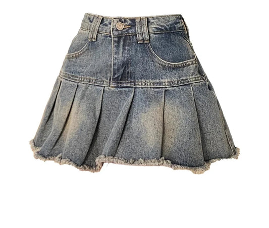 High-Waisted Women's Spliced Denim Mini Skirt