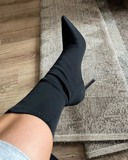Satin Pointed Toe Short Ankle Boots with Low Heels for Women - Various Colors