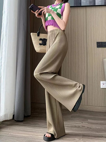 Women's Ice Silk Chiffon Wide-Leg High-Waist Pants