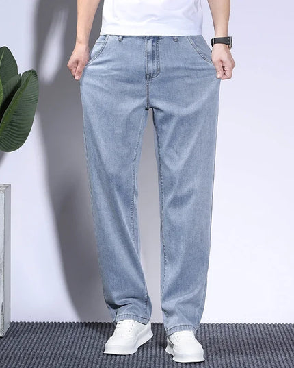 Men's Lyocell Baggy Jeans – Thin, Breathable, Vintage Straight Fit Pants