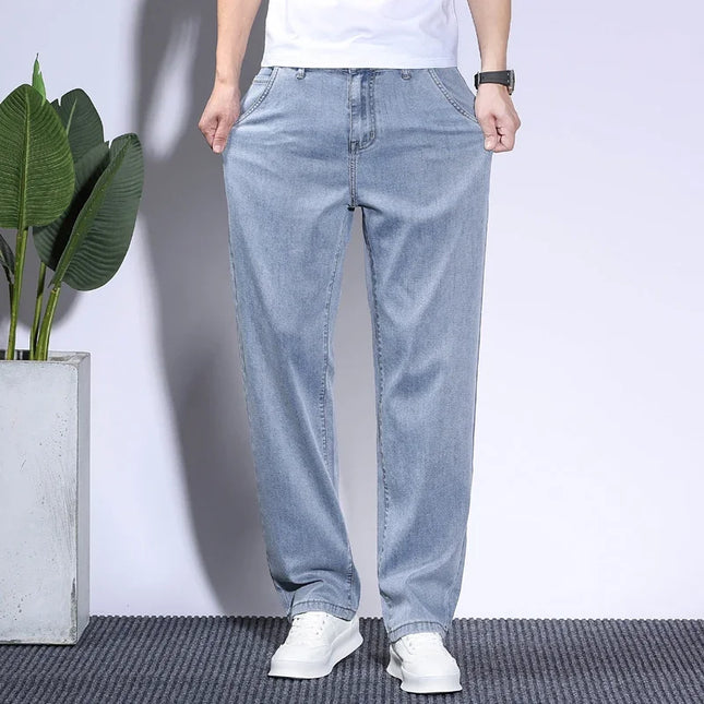 Men's Lyocell Baggy Jeans – Thin, Breathable, Vintage Straight Fit Pants