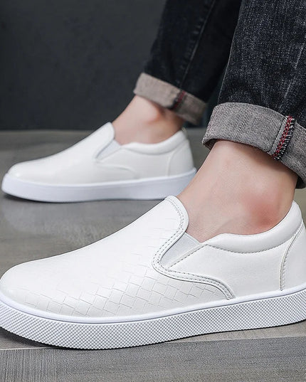 Classic Men’s Faux Leather Slip-On Loafers – Casual Flat Shoes