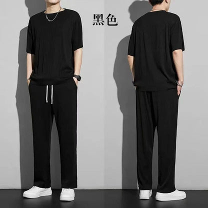 Men's Two-Piece Thin Casual T-Shirt & Drawstring Sweatpants Set