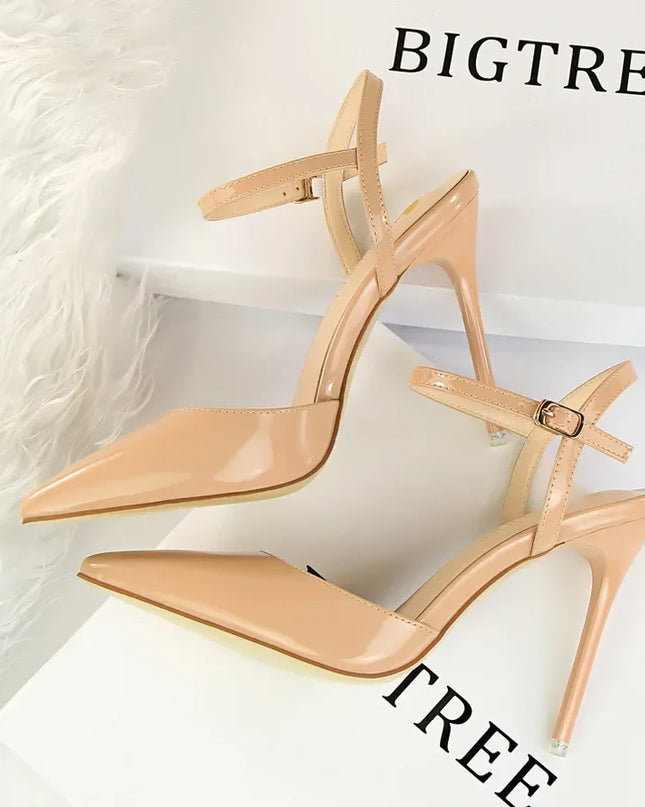 BIGTREE Women's Pointed Toe Buckle Strap Stiletto Heels