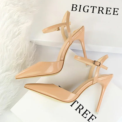 BIGTREE Women's Pointed Toe Buckle Strap Stiletto Heels