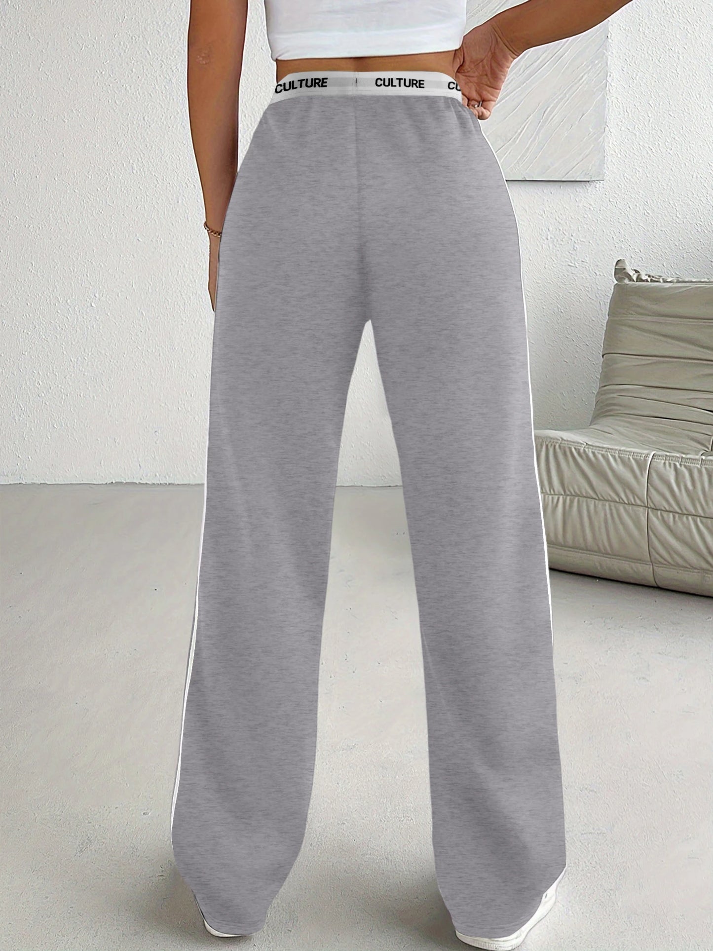 Women's Wide Leg Sweatpants with Side Stripe
