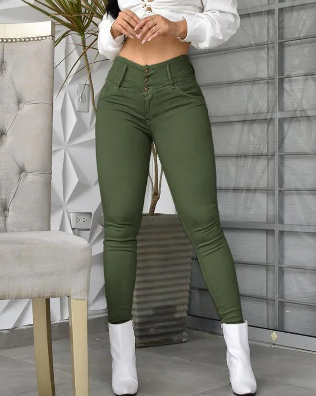 Women’s Slim Fit Pencil Capris with Pockets, High Waist, Ankle Length