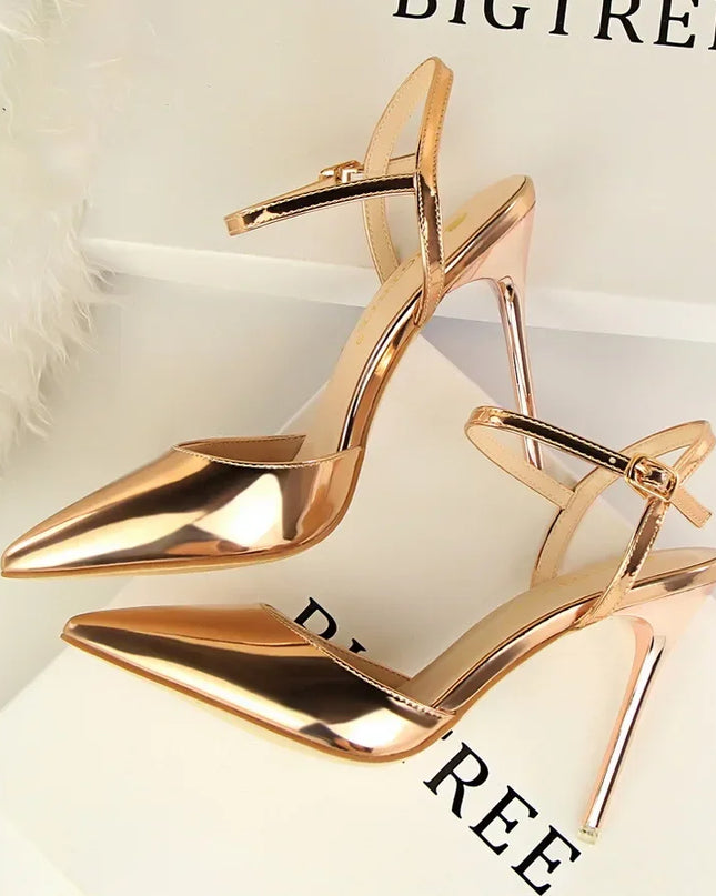 BIGTREE Women's Pointed Toe Buckle Strap Stiletto Heels