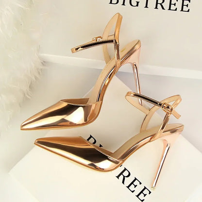 BIGTREE Women's Pointed Toe Buckle Strap Stiletto Heels