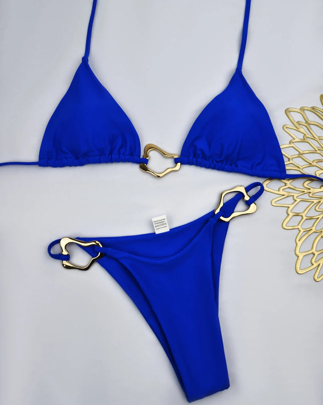 High-Waisted Two Piece Thong Bikini Set for Women
