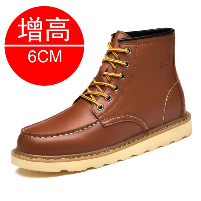 Men’s Height-Increasing Boots - Comfortable Faux Leather Mens Shoes for Enhanced Height & Style